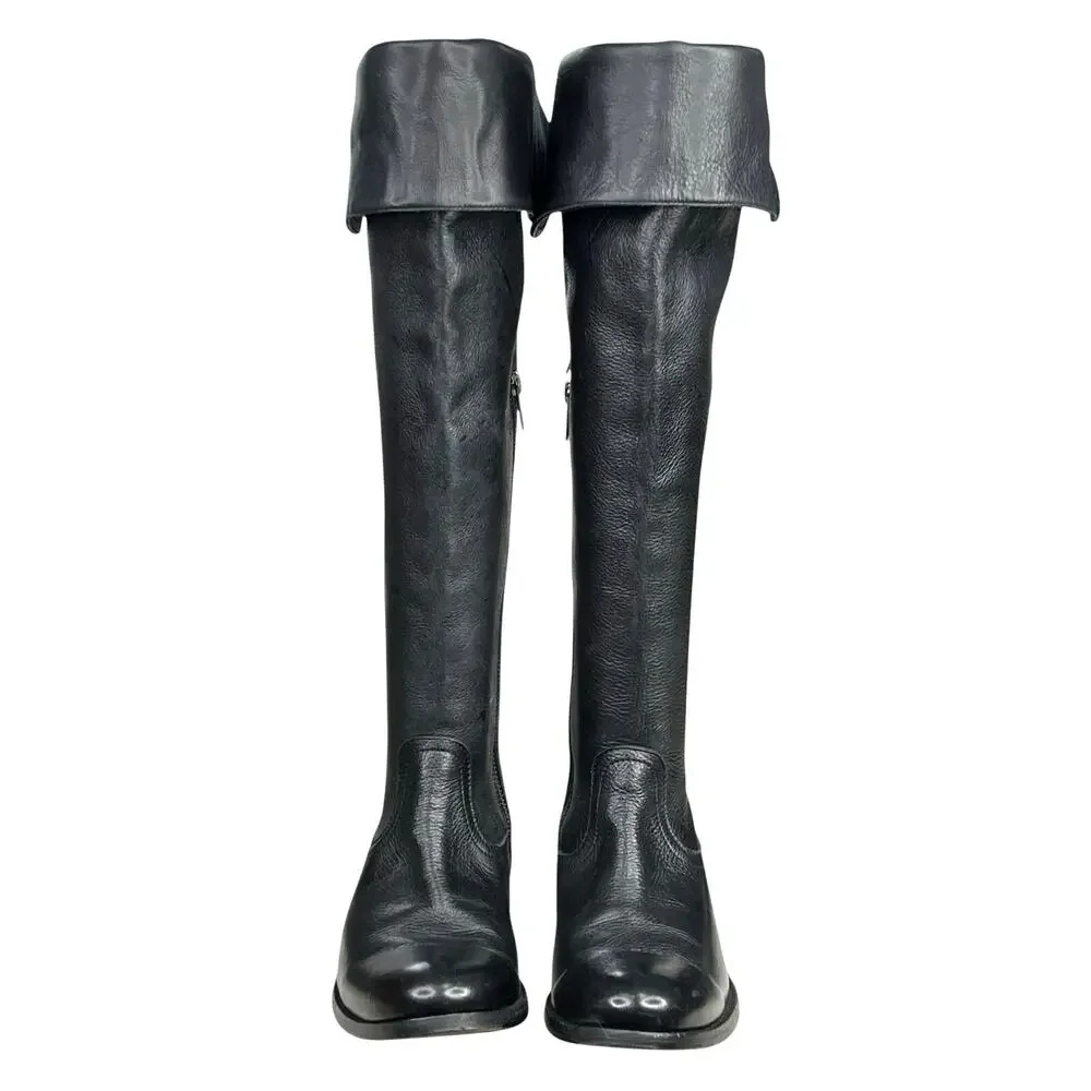 Frye Women’s Shirley Black Leather Over The Knee Riding Boot Size US 7.5